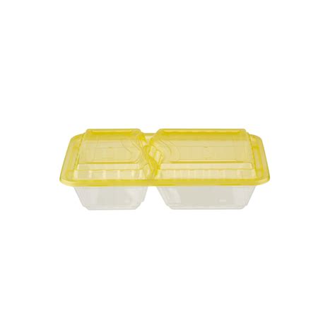 5 Pieces Clear Ribbed Rectangular Microwave 2 Compartment Container Wi ...