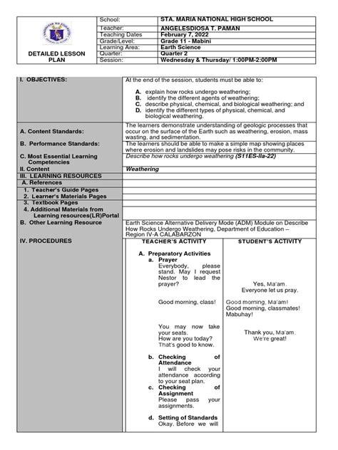 SHS Detailed Lesson Plan 的图像结果