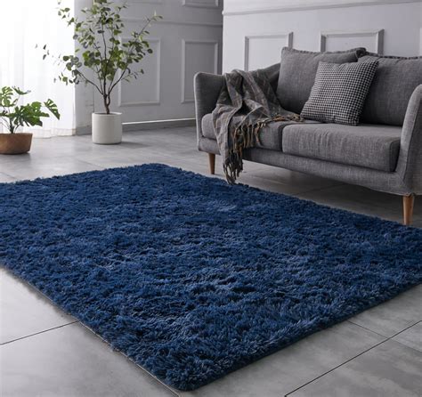 BRICHOEE Extra Large Shaggy Area Rug, 9x12 Feet Navy Blue Indoor Ultra ...