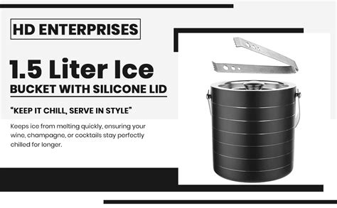 Buy Appeasy 1.5 Liter Ice Bucket with Silicone Lid, Strainer, Tongs ...