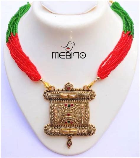 Mebino Tevta/Mangalsutra Pendant set - Elegant rajasthani style Crystal ...