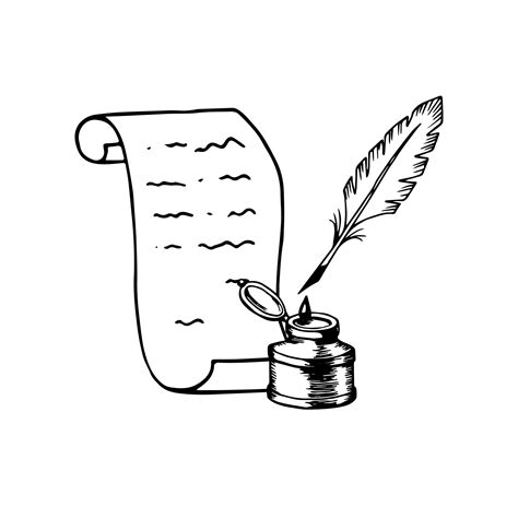 Feather Pen And Scroll Clip Art