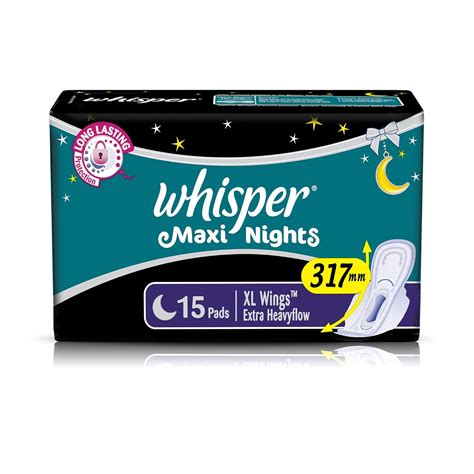 Buy Whisper Maxi Nights Sanitary Pads for Women, XL, Pack of 15 Napkins ...