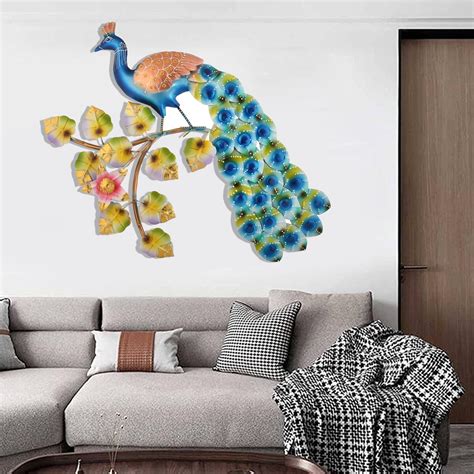 CraftVatika Metal Peacock Wall Art Decor Hanging Sculpture Mounted for ...