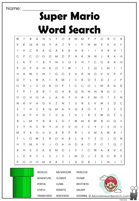 Printable Mario Word Search