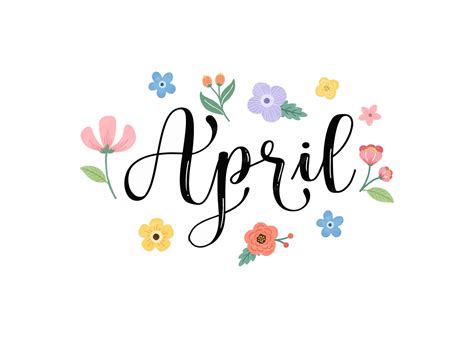 Tipografía de letras del mes de abril dibujada a mano para portada ...