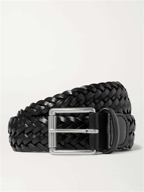 Mens woven leather belt online