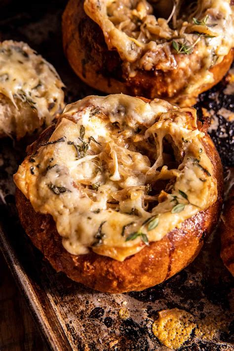 Creamy French Onion Soup Baked In Bread Bowls. - Half Baked Harvest