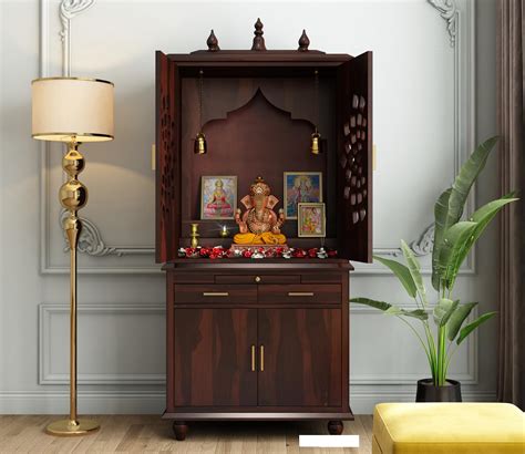 KUSUM HANDICRAFTS Solid Sheesham Wood Pooja Mandir Stand for Home ...