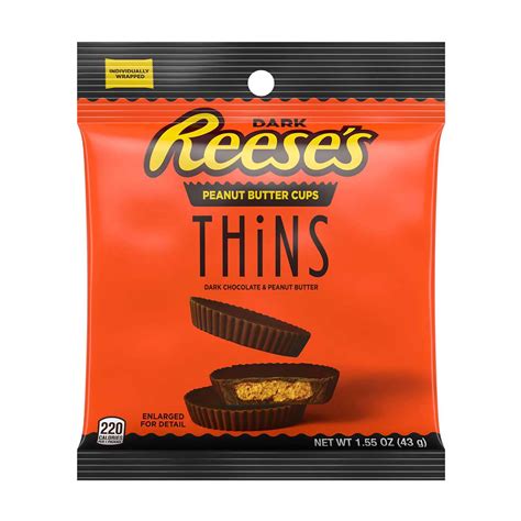 Buy REESE'S THiNS Dark Chocolate Peanut Butter Cups, Candy Bag, 1.55 oz ...