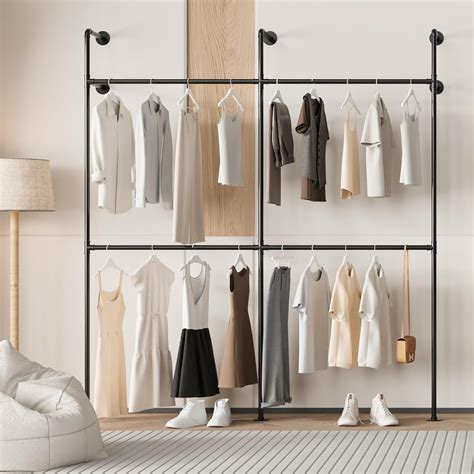 HLZBJY Pipe Clothing Rack Wall Mounted Closet Systems for Walk in ...
