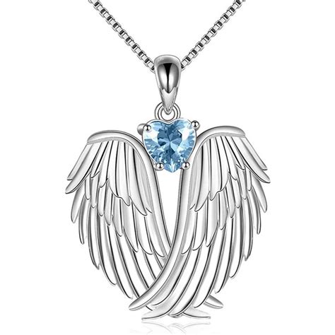 RnemiTe-amo Angel Wings Necklace 925 Silver Guardian Angel Pendant ...