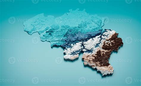Topographic Belgium Map Hypsometric Belgium Elevation tint Spectral Shaded relief map 3d ...