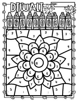 FRENCH Colour by Number • Diwali by Peg Swift French Immersion | TPT