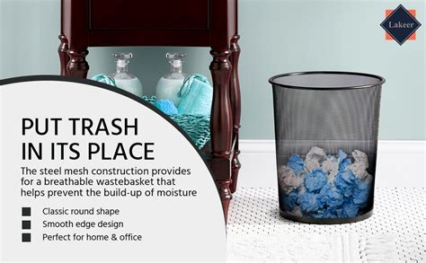 Lakeer Mesh Wire Dustbin Trash Can Wastebasket | Lightweight Metal ...