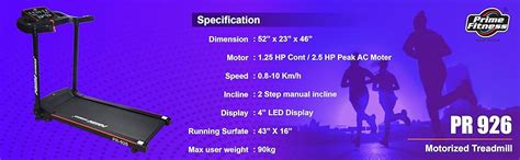 Buy Prime Fitness PR 926 Motorized Fitness Home Treadmill 2.5 HP Peak ...