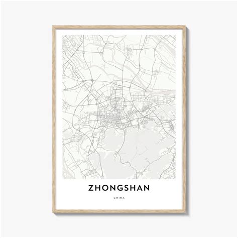 Map of Zhongshan Print, Zhongshan Map Gift, Zhongshan Poster, City Map Artwork for Home & Office ...