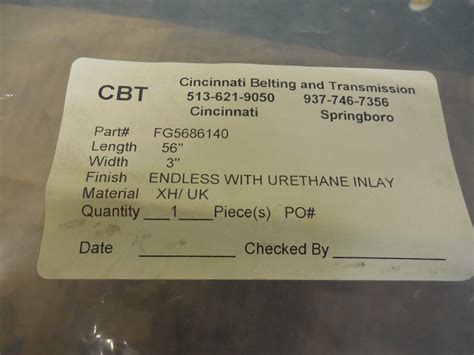 CBT CINCINNATI BELTING & TRANSMISSION VACUUM TRANSFER FG5686140 56 ...