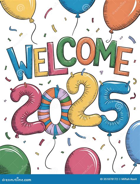 Welcome Two Thousand Twenty Five Balloons Celebrate Stock Photo - Image ...