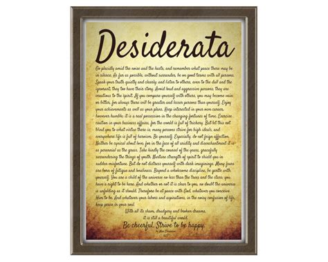 Desiderata. Desiderata Poster. Desiderata Poem. Full Text. Full Poem ...