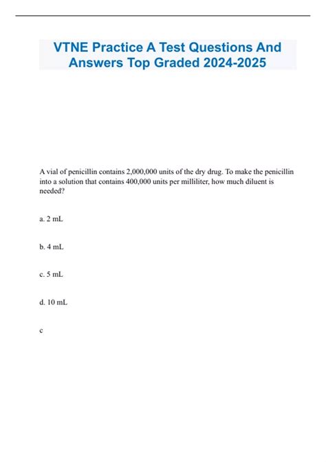 VTNE Practice A Test Questions And Answers Top Graded - VTNE - Stuvia US
