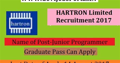 HARTRON Limited Recruitment 2017– 47 Junior Programmer