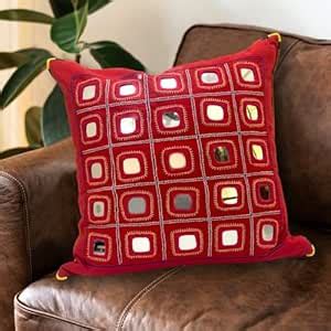Buy Peepul Tree Hand Embroidered Mirror & Thread-Work Cushion Cover ...