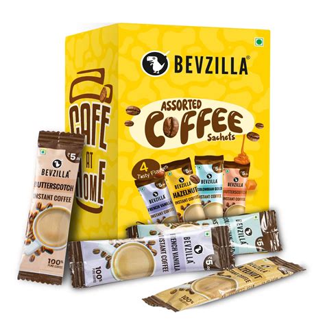 Bevzilla 96 Instant Coffee Powder Sachets(4 Flavours) - 2 Gram Each ...