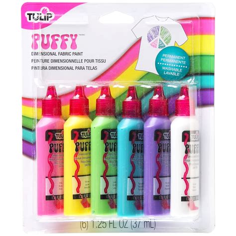 Tulip Puff Paint Puffy, Multi-Surface Craft Paint, 1.25 fl. oz. 6 Pack ...