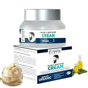 AMAzing EARTH Certified Organic Beard Mustache Cream for Men - 100% ...