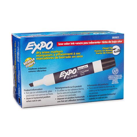 Expo Low Odor Chisel Tip Dry Erase Markers, Black, 12 Pack (80001 ...