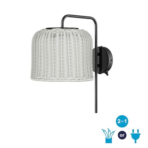 allen + roth Convertible 1-Light 16.5-in H Matte Black Plug-in ...