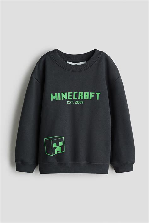 Print-motif sweatshirt - Black/Minecraft - Kids | H&M IN