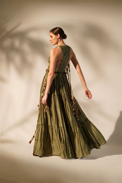 Olive Green Halter Neck Maxi – Nikita Mhaisalkar