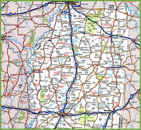 North Ms Road Map at Lavina Flippen blog