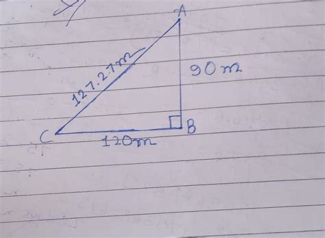 A field in the form of a right triangle with side 90 m and 120 m ...