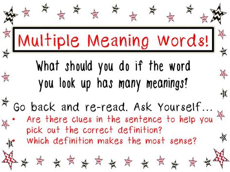 Multiple Meaning Words Anchor Chart