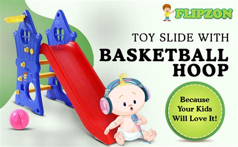 FLIPZON Foldable Hut Shape Sliders for Kid with Basket Ball Ring ...
