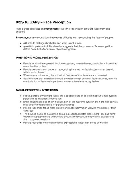 ZAPS face perception - 9/25/18: ZAPS – Face Perception Face perception ...