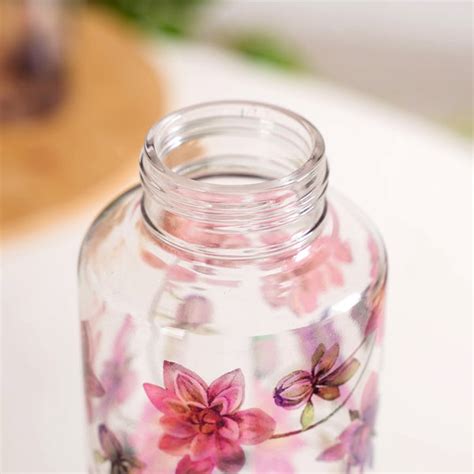 Pink Lotus Borosilicate Glass Leakproof Water Bottle 1000ml Online ...