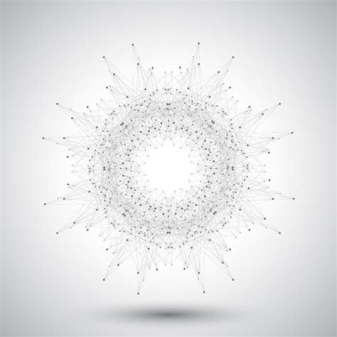 Geometric abstract round form with connected line and dots. graphic ...