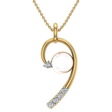 Buy Minerva Pearl Gold and Diamond Pendant At Best Price | Dishis ...