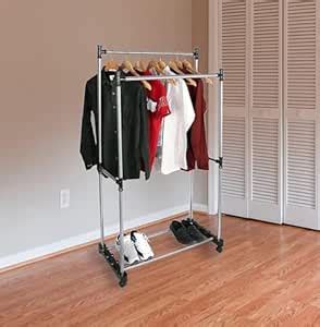 SOLPEX Double Pole Portable Clothing Hanging Garment Rack Laundry ...