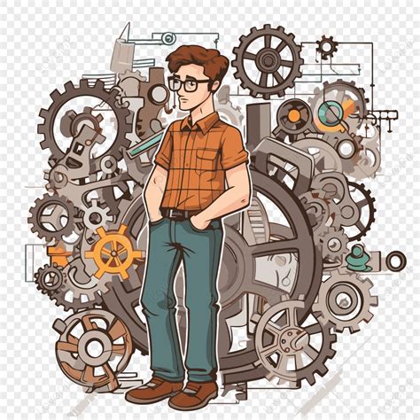 Mechanical Engineer Vector Cartoon Sticker Mechanical Engineering ...