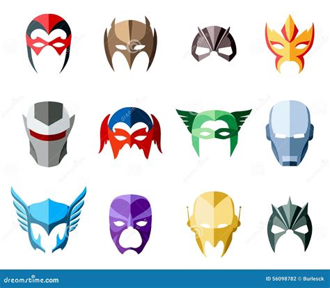 Vector Super Hero Masks for Face Character in Flat Stock Vector ...