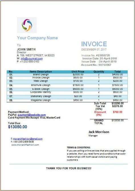 Hourly Invoice Template: Creative and Free Invoices for Hours Worked ...