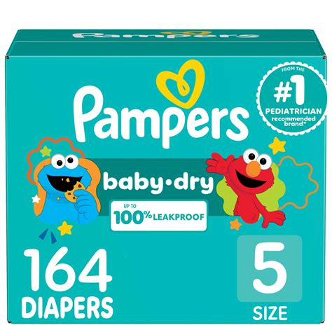 Pampers Diapers - Baby Dry - Size 5, 164 Count, Absorbent Disposable ...