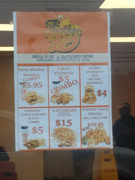 Menu at Feather 'n' Fin restaurant, Norfolk, Tidewater Dr