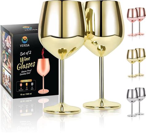 Amazon.com | Irenare 12 Pack Stainless Steel Wine Glasses Metal ...
