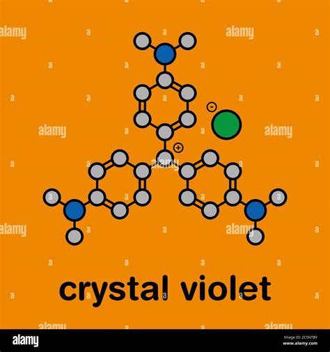 Crystal violet (gentian violet) molecule. Dye molecule used in Gram ...